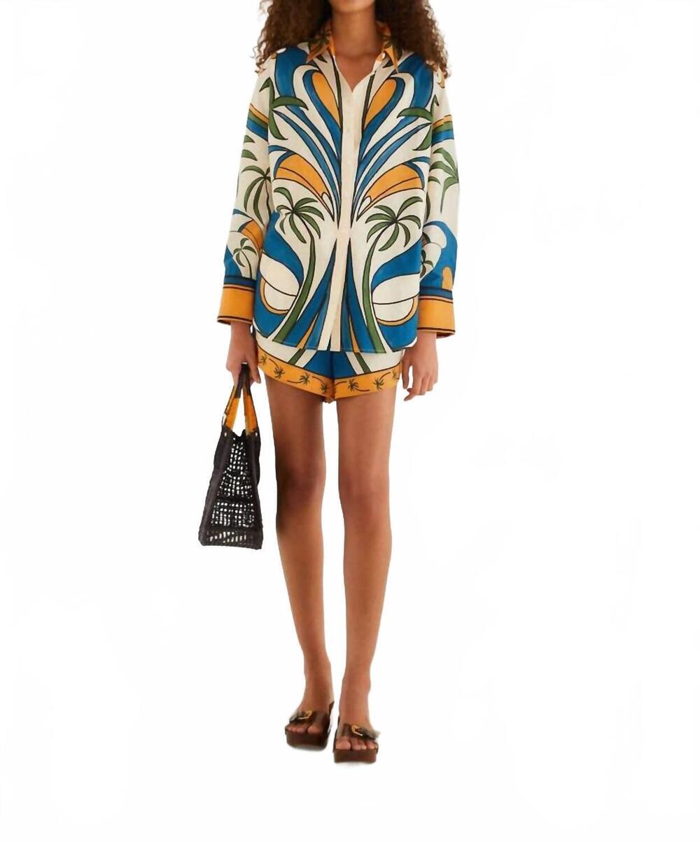 NEW FARM RIO tropical graphic shorts in multi blue